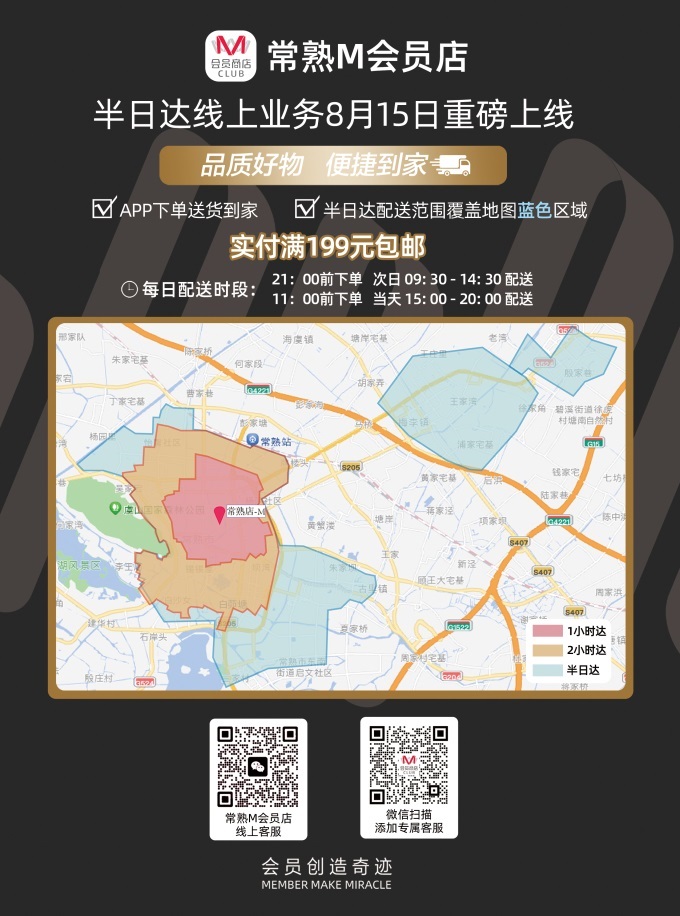 大潤發(fā)常熟M會員店開通半日達，服務覆蓋近1100個社區(qū)